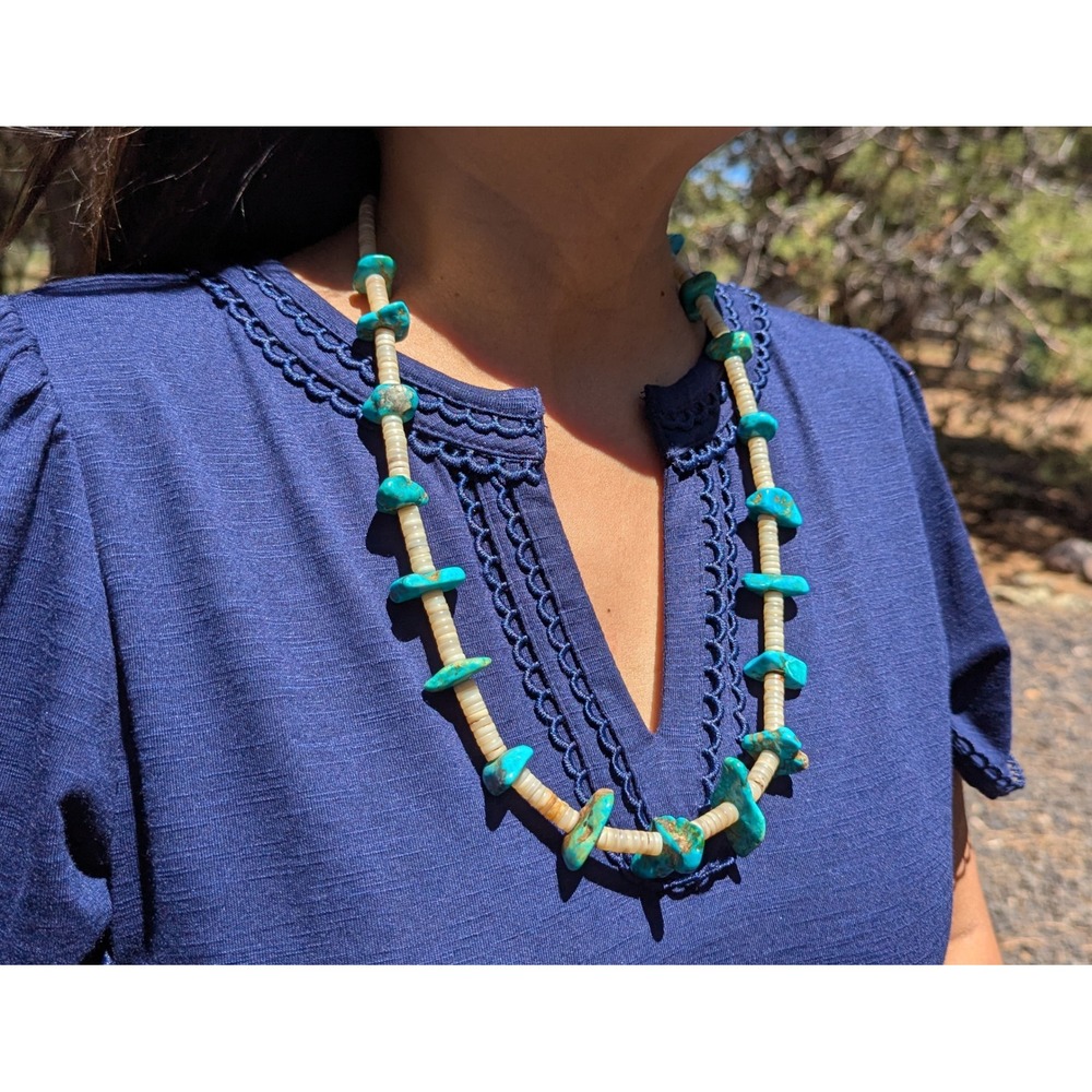 Vintage Native American Handmade Turquoise Necklace‎ Handmade Navajo Jewelry **